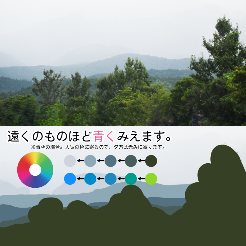 なぜ遠くの山は青く見えるの？「空気遠近法」を知るといつもの景色とデザインがもっと面白くなる